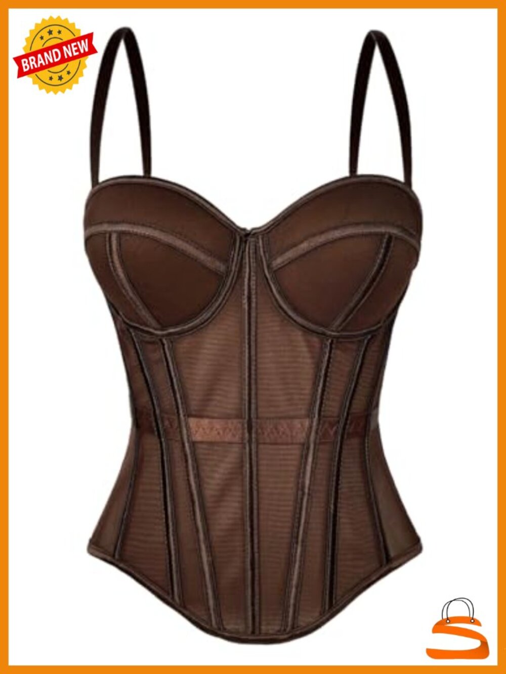 Women's Corset Bustier Top with Spaghetti Straps Mesh Bonded Fitted Party Going